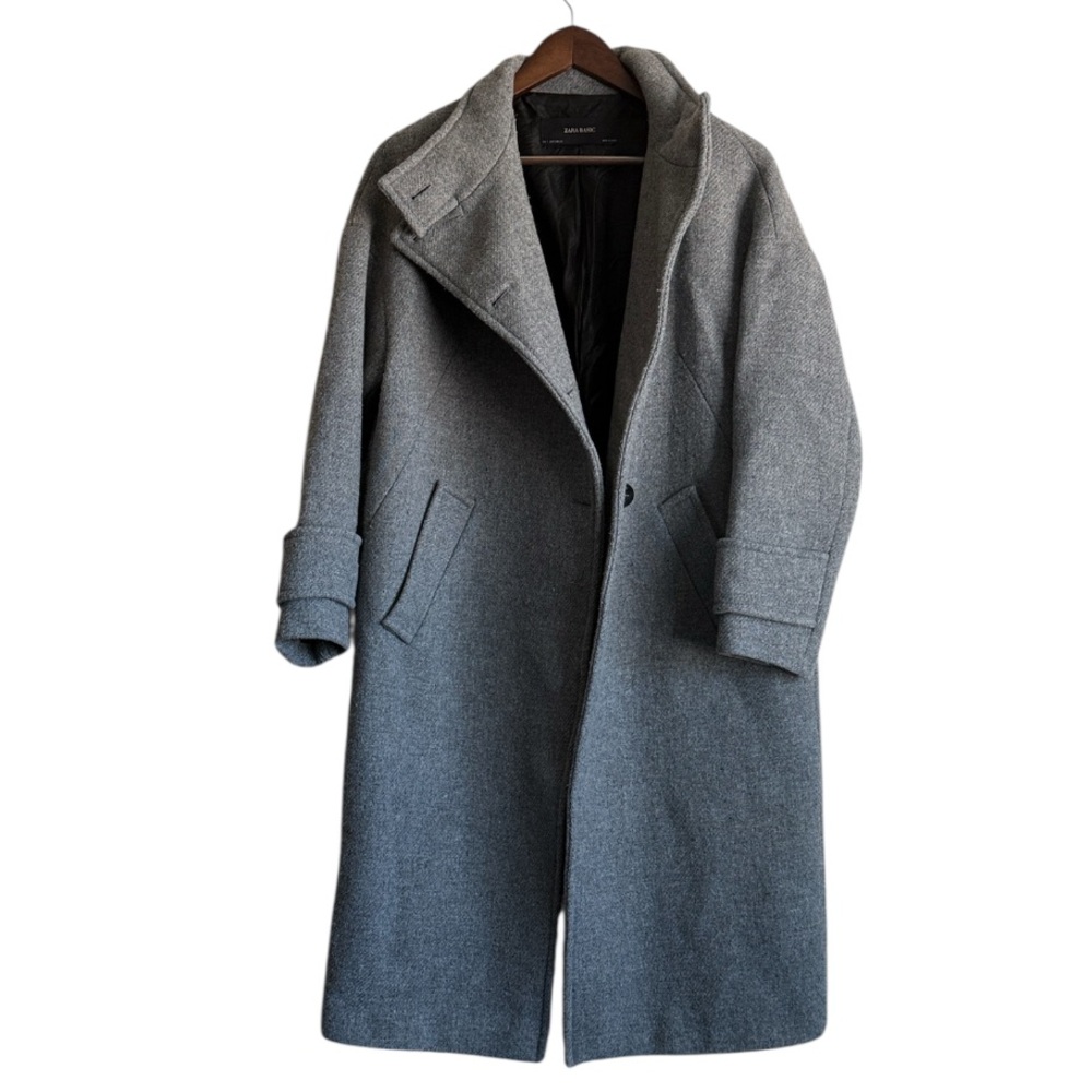 Zara Grey Wool Blend Coat Sz S